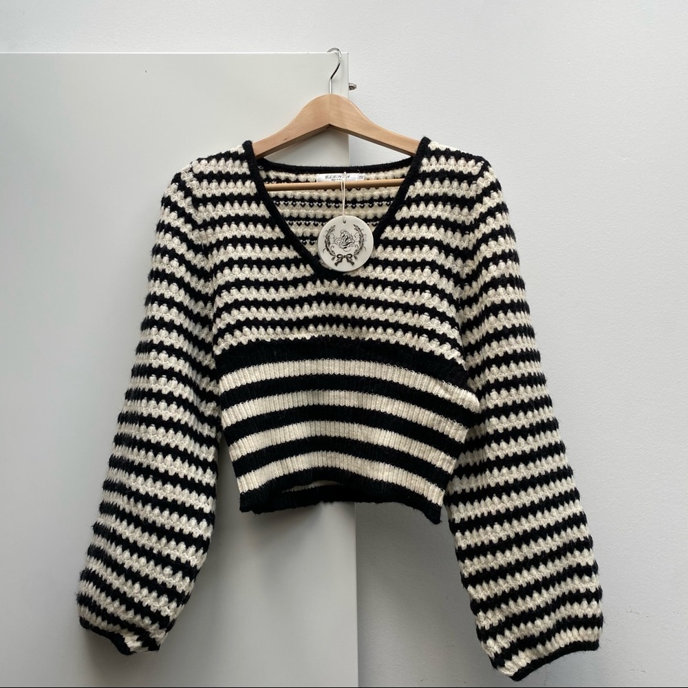 Elenza Striped Knit Crop Sweater